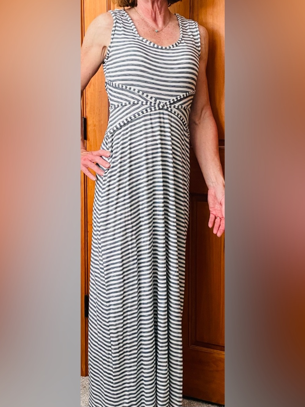 Max Studio Blue and White Striped Dress